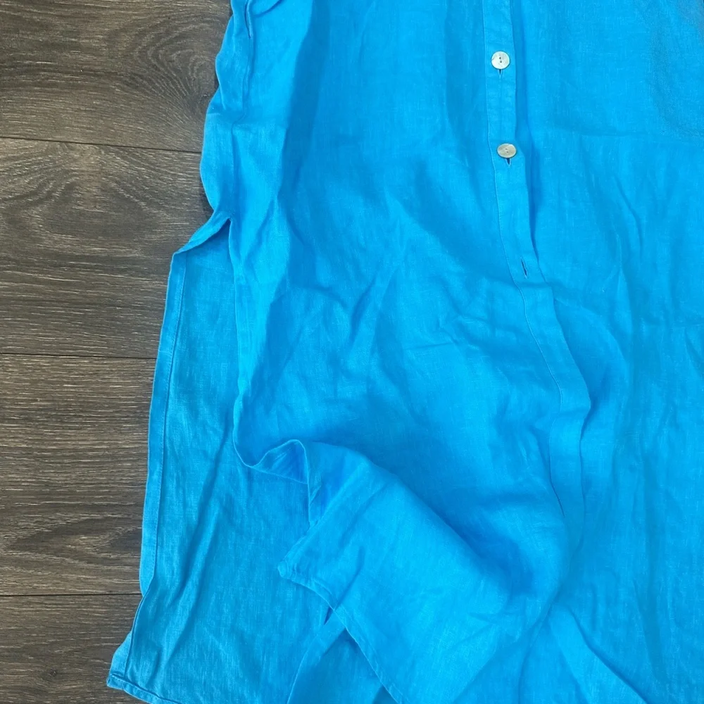 ZARA Blue Button-Up Linen Dress Size S - Picture 2 of 7